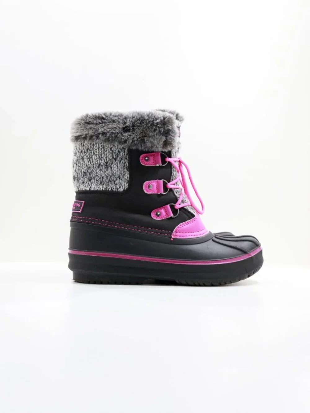 London Fog Tottenham Black & Pink Waterproof Fleece-Lined Snow Boots - Juniors 4